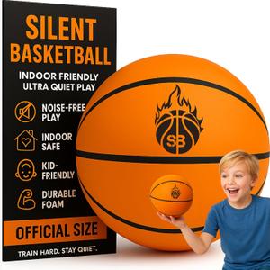 Silent Basketball - Indoor Ball Size 7 Airless Stealth Training for Quiet Dribble Rock Shoot Noiseless Bounce Soft PU Foam Soundless Sports Gift Game
