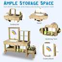 Mud Kitchen Playset for, Outdoor Wooden Toy Play Kitchen Set for Boys and Girls, Kitchen Accessories and Garden Sink with Faucet & Storage Shelves for Backyard Garden Toy (Natural), 47.2" x 18.5" x 39"