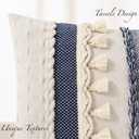 Kevin Textile 12x20 Inch Lumbar Throw Pillow Cover 1 Pack Boho Decorative Cotton Thread Woven Textured Tassel Rustic Farmhouse Rectangle Cushion Cover for Couch Sofa Chair Bed, Blue