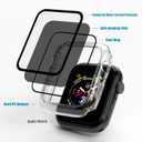 2 x 2 Pack Privacy Case for Apple Watch Screen Protector, Anti-Spy Tempered Glass Film Apple Watch Cover Hard PC Case Bumper for iWatch Series 6/5/4/SE 2/SE 3 - Clear/Clear 44mm