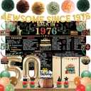 Trgowaul Colorful Back in 1976 Birthday Decorations for Men Women, 50th Bday Party Supplies, 50th Birthday Signature Guest Book, Vintage Back in 1976 Backdrop Banner, Cheers to 50 Years Old Decor