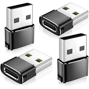 𝟒𝐏𝐚𝐜𝐤 𝐔𝐩𝐠𝐫𝐚𝐝𝐞𝐝 USB to USB C Adapter, Type-C Female to A Male Car Charger Converter for Apple Watch Ultra 8 9 10,iPhone 16 15 14 13 Pro Max, Samsung S24,Serial Adapter, AirPods, iPad, Car