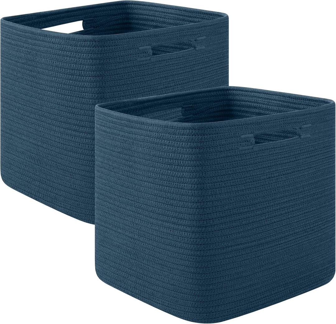 OIAHOMY Storage Cubes, 13 Inch Cube Storage Organizer, Collapsible Storage Bins, Baskets for Organizing, Storage Bins for Shelves-Blue, 2-PACK