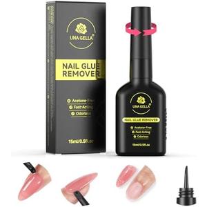 UNA GELLA Nail Glue Remover for Press on Nails 15ml Upgraded Stick & Remove 2 in 1 Acrylic Nails Remover for False Nails Tips Acetone-Free Gentle Gel Nail Remover, Not for Gel Polish Base Coat