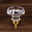 Glass Crystal Dresser Cabinet Knobs Antique Vintage Brass, Octagon Knobs and Pulls for Dresser Drawers, Bathroom Kitchen Cabinet Drawer Knobs Set, 4 Pcs