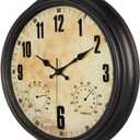 TOOCAT 16 Inch Indoor Outdoor Clock with Temperature and Hygrometer Waterproof Large Wall Clock, for Patio Pool Porch Garden Garage Bar Decoration