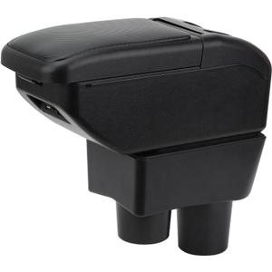 Compatible with Nissan Versa Armrest 2012-2019 Car Center Console Organizer Armrests Double Layer Storage with USB PortsCarbon Fiber Style