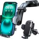 YRU [Upgraded Safest Strongest Car Phone Holder Bendable Arm 360 Rotatable Suction & Never Block View Cellphone Mount Dashboard Windshield Vent for iPhone 17 Pro Max 16 15 Samsung, Black