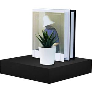 WELLAND 9 1/4 inch Black Mission Floating Shelves for Wall, Bathroom Wall Mount Shelves, Wood Modern Display Shelves, Book Shelves,for Bedroom,Living Room and Kitchen