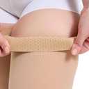 Plus Size 4XL Thigh High Compression Stockings Footless- 15-20mmHg Moderate Full Leg Support Hoses with Unisex Reinforced Silicone Top Band, Breathable Fabric in Beige for Nurses & Extended Standing (4XL)