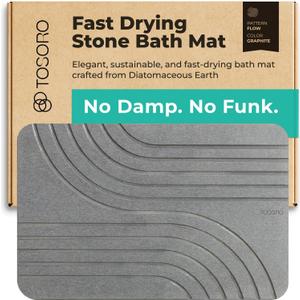 Tosoro Stone Bath Mat Diatomaceous Earth Shower Mat Non-Slip Super Absorbent Diatomite Stone Bath Mats for Bathroom Floor Quick Drying Natural Easy to Clean (23.5 x 15) - Graphite