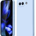 Oakxco for Google Pixel 9a Phone Case Liquid Silicone, Cute Thin Slim Grip Soft Rubber Gel for Women Men, Smooth Matte TPU Plain Solid Color Girly Simple Case with Camera Cover Protection, Light Blue