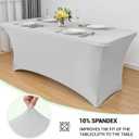 Obstal 6 Pack Stretch Spandex Table Covers for 6 Foot Tables - 6 FT Universal Rectangular Fitted Tablecloth Protector for Wedding, Banquet, Party, 72 Length x 30 Width x 30 Height Inches, Silver