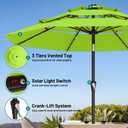 AreShark 9ft 3 Tiers Patio Umbrella with Solar Lights, Outdoor Umbrella w/ 32 LED Lights&8 Sturdy Ribs, Table Umbrella for Deck, Backyard, Pool (Apple Green)