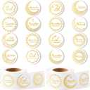 Ramada Eid-Al-Fitr Stickers Rolls - 1000pcs(2 Rolls)Gold Ramadan Eid Al Fitr Party Moon Pattern Round Sticker Roll Gift Tag Label Self-Adhesive Giftwrap Decal Gift Wraping Waterbottle Scrapbook