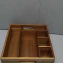 ALELION Acacia Wood Utensil Holder for Party - Paper Plate Organizer for Countertop - Silverware Caddy with 6 Compartments for Plate, Cup, Fork, Spoon - Cutlery Holder for Kitchen Camping Buffet