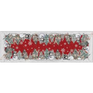 Artoid Mode Red Snowman Deer Tree Christmas Runner Rug, Winter Home Decor Low-Profile Washable Area Rug for Hallways Entryway Bedroom Bathroom Laundry Room Indoor 2x6 Feet