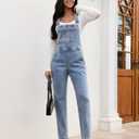 luvamia Women's Casual Stretch Adjustable Denim Bib Overalls Jeans Pants Jumpsuits (Blue, S)