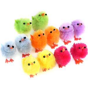 TUPARKA 12Pcs Mini Easter Chicks Vibrant Colors Chenille Cute Fully for Easter Party, Easter Egg Bonnet Decoration, Easter Egg Hunt