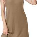 AI'MAGE Sleepwear for Women Waffle Knit Tank Nightgown Chemise Sleeveless Sleep Dress S-XXL (Medium, Khaki)