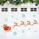 Whaline Merry Christmas Garage Decoration Magnet Stickers Santa Sleigh Garage Door Decals Snowflake Reindeer Magnet Refrigerator Stickers for Christmas Party Home Car Garage Door Decoration, 14Pcs