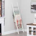 Blanket Ladder for Living Room and Bedroom, 5ft 8 inch, 6-Tier Wall Leaning Laminate Snag Free Construction (White) Rustic Decorative Farmhouse Blanket Storage, Quilt Rack, Ladder Shelf, Easy Assembly