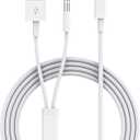 iSkey Aux Cord for iPhone, 2 in 1 3.5mm Aux Cable for Car with Charger Cord Compatible with iPhone 13 12 11 XS XR X 8 7 6 iPad iPod Home Audio, Speaker, Headphone Support All iOS Version (4 FT)