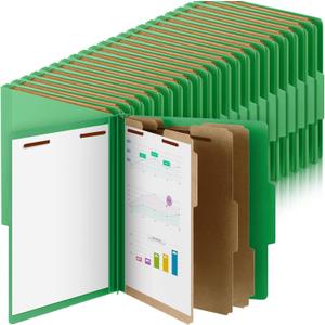 Skyygemm 48 Pcs Classification Folders Letter Size, 3 Divider Pressboard File Folder with Fasteners, Expanding File Organizer Bulk for School Teachers, Office Employee, Coworker, Staff (Green)