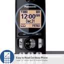Panasonic Cordless Phone, 1.6" Backlit Display, Call Block, Speakerphone, 10 Hours Talk Time, 1 Handset - KX-TGC200B (Black)