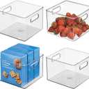 iDesign Plastic Clear Storage Bin With Handles, Set of 4, Clear