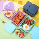 Vesici 3 Pack Bento Box, Bpa-free, 3 Compartment Leak Proof Lunch Snack Box with Lids Meal Prep Food Storage Container for Fridge Microwave Safe Work(Deep Sea Blue, Lake Blue, Purple)