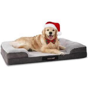 EGOHOME Durable Orthopedic Dog Bed for Large Dogs,Memory Foam Pet Bed with Sides, Non-Slip and Egg-Crate Charcoal Foam Dog Couch Bed with Waterproof Liner&Washable Removable Cover, Grey,41x27x6.5 Inch