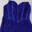 Women’s Sequin Mermaid Prom Dress 2024 Sparkly Corset Strapless Long Cocktail Dress Glitter Evening Party Gowns 12