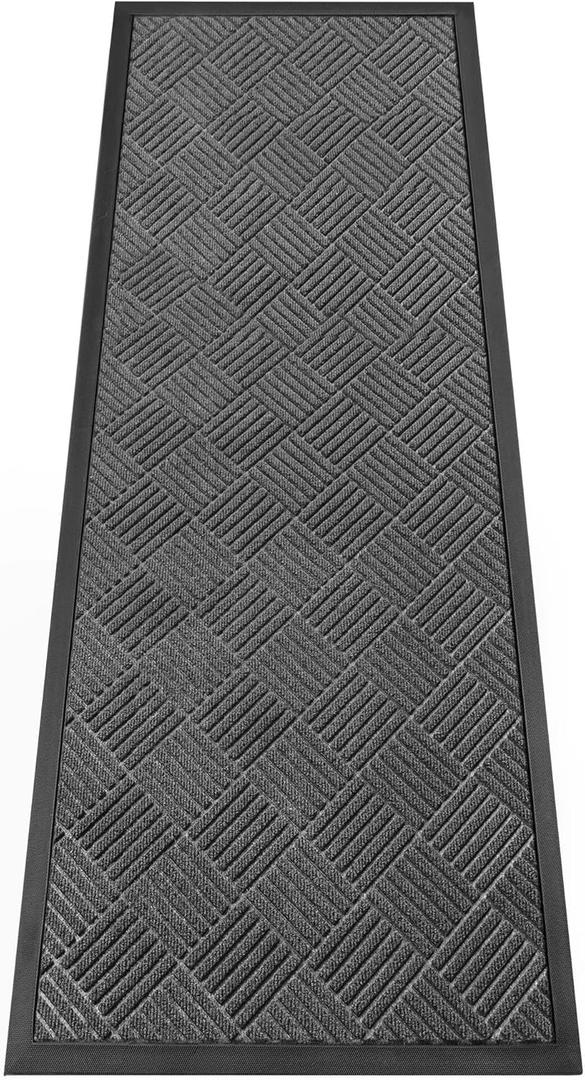 Indoor Outdoor Door Mat, 6x 2' Doormat for Entryway, Rubber Backing Non Slip Front Door Mat Outside Entrance, Super Absorbent Commercial Floor Mat for Home Office, Gray Diamond