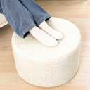 Stuffed Pouf Ottoman Pouf for Living Room Bedroom Floor Storage Pouf Footstools Round Ottoman Foot Rest Stool 20"x20"x12" with Foam Filler (White)
