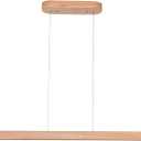 31.5" 18W 1-Light Wooden Led Linear Pendant Light Dimmable Led Ceiling Hanging Light Fixtures Modern Chandeliers for Dining Room Kitchen Island Lights Natural (32in)