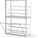 HOYOJA Clear Acrylic Display Case for Figures 4 Layers 2 Pack Figurine Display Cases with Shelves Stackable Display Box Showcase with Magnetic Door for Collectibles, Keep Collection Dustproof