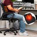 Mind Reader Heated Lumbar Support Cushion with Gentle Heat and Timer, Memory Foam Lower Back Pillow for Office Chair and Home Use, Black, 14.5"L x 5"W x 18.5"H