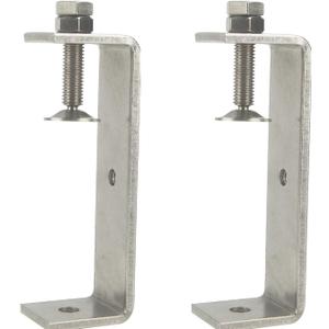 Heavy Duty C Clamps 4.6In for Mounting, Metal Stainless Steel U Clamp for Metal Working Small Desk Clamp with Stable Wide Jaw Opening & Protective Pads/I-Beam Design (2pcs)