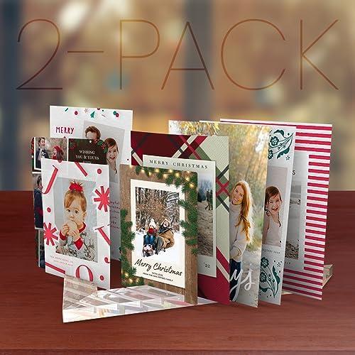 2-Pack Crystal Clear Acrylic Greeting Cards Display & Organizer | Unique Gift for Teacher or Home | Holds 60 Cards | For Table, Shelf, Desk, or Mantel