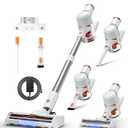 Cordless Vacuum Cleaner, Stick Vac with LED Touch Screen, 45KPA Powerful Suction, Up to 60 Mins Runtime, 7-Stage HEPA Filter, V-shaped Anti-Tangle Brush, Lightweight for Carpet, Hard Floor, Pet Hair