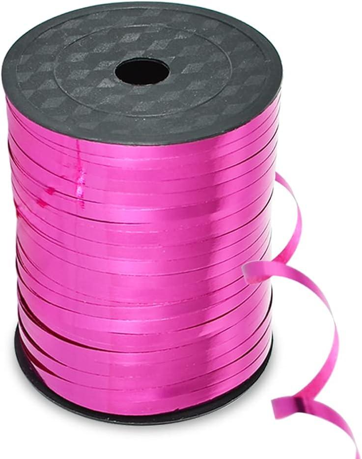 500 Yards Crimped Curling Ribbon Shiny Metallic Balloon String Roll Gift Wrapping Ribbon for Party Festival Art Craft Decor Florist Flowers Decoration Pink