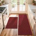 COSY HOMEER 60x24Inch/35X24Inch Kitchen Rugs Sets Non-Slip Washable Kitchen Mats for Floor Polypropylene Absorbent Kitchen Runner for Kitchen Sink Hallway Entryway(Red) (24"x35"+24"x60")