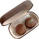 CARUNCOO Wood Grain Contact Lens Case Compact Eye Contact Case for Travelling Portable Contact Box with Mirror RectangleCute Colorful Especially Elegant Brown 4 Piece Set