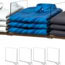 Cq Acrylic Shelf Dividers for Closet Organization - 4 Pack Clear Closet Shelf Organizer for Wood Shelves,Handbag,Bag,Towel,Sweater,Purse Organizer,8 Tall Plastic Vertical Shelf Separators for T Shirt