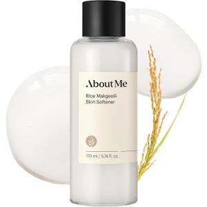 About Me Rice Makgeolli Skin Softener  Triple Ferment Milky Toner with 5 Ceramides & Galactomyces, Hydrating Essence Toner for Glass Skin, Fragrance-Free for Dry Sensitive Skin, 5.74 fl oz