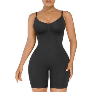 SHAPELLX Shapewear Tummy Control Seamless Bodysuit Waist Trainer Mid Thigh Slim Butt Lift Body Shaper (0-black, Size M-L)