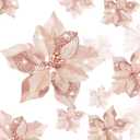 WILLBOND 36 Pieces Christmas Poinsettia Glitter Faux Flowers Christmas Artificial Flowers Tree Ornaments Topper Xmas Decorations(Rose Gold)