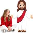 4 Ft Happy Birthday Jesus Cardboard Cutout Stand Up Life Size Large Religious Christ Party Decoration Christian Photo Props Backdrop for Jesus Party Easter VBS Church Baptism Sunday School