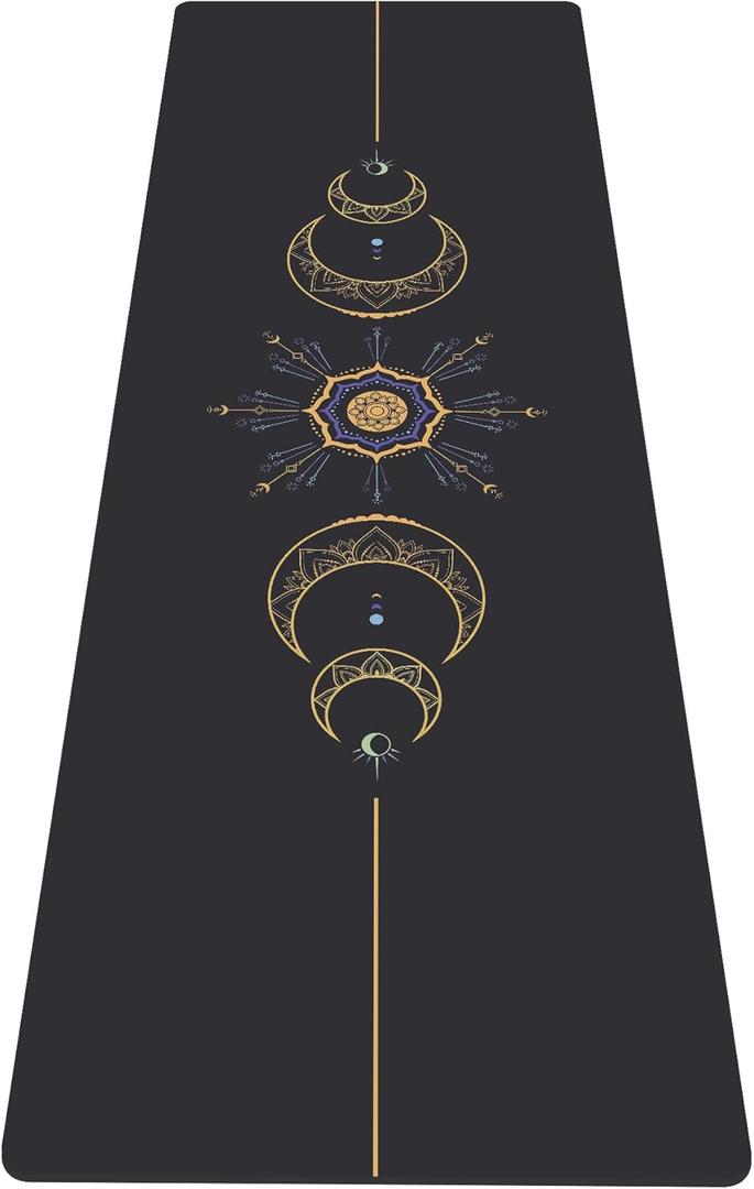 nuveti Yoga Mat Print Extra Thick TPE Non Slip Fitness Exercise Mat with Carrying Bag,72"x24" Extra Thick 6MM Exercise & Workout Mat for Yoga, Pilates Fitness and Floor Exercises (Grey)